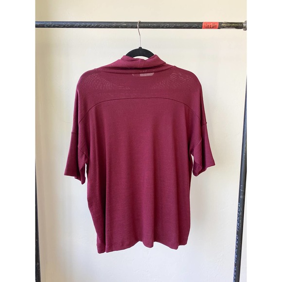 GAP Women's Maroon Cowl Neck Quarter Sleeve Hi-Low Hem Pullover Top size S - Picture 2 of 8